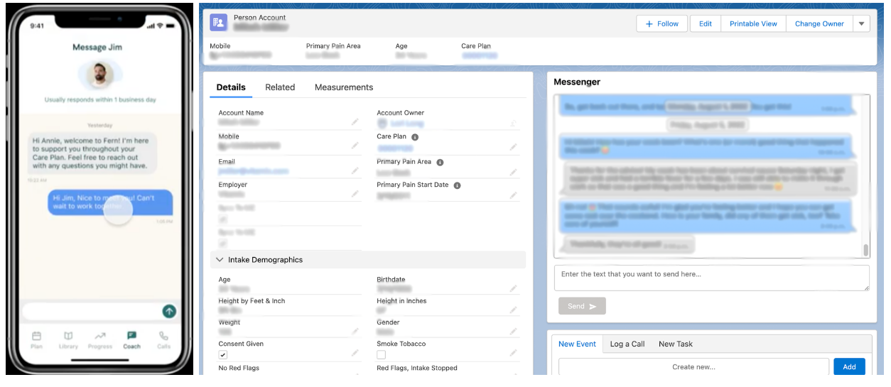 Fern Health integrated messaging inside Salesforce